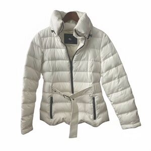 Zara Cream Puffer Jacket with Belt - Down Filled